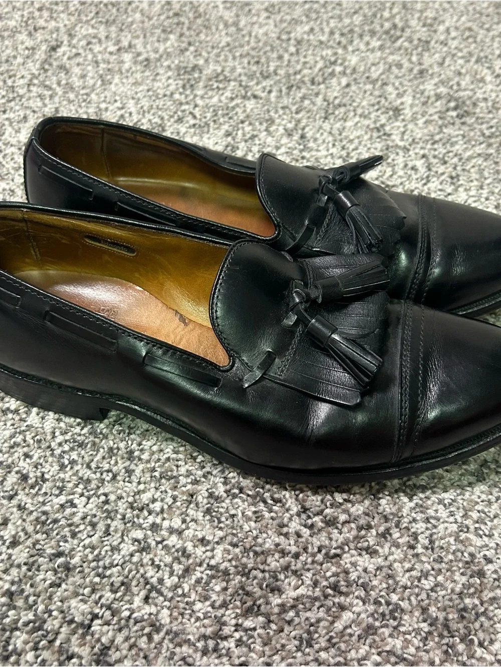 Allen Edmonds Dalton Black Leather Kiltie Tassel Cap Toe Loafer Mens 9.5 D Shoes